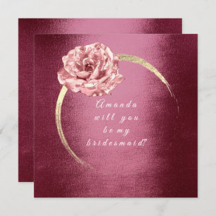 Invitation Seras-Tu Ma Femme Rose D'Or Burgund Wreath