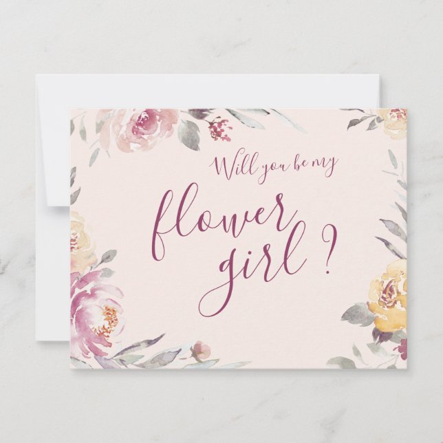 Invitation Seras-tu ma fille de fleurs Jardin romantique fleu (Devant)