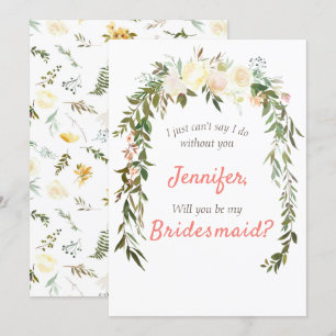 Invitation Seras-Tu Ma Serveuse D'Accueil Florale Corail D'Iv