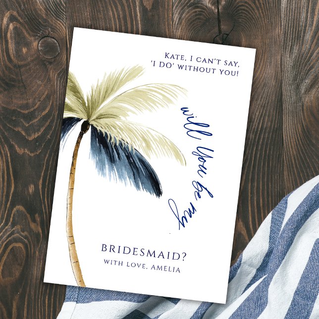 Invitation Seras-tu moi Bridesmaid Palm Tree Proposition Card (Créateur téléchargé)