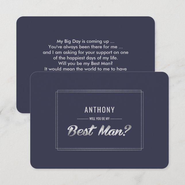 Invitation Seras-tu mon Meilleur Homme ? Mariage en argent bl (Devant / Derrière)