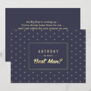 Invitation Seras-tu mon témoin ? Mariage Navy Blue Gold