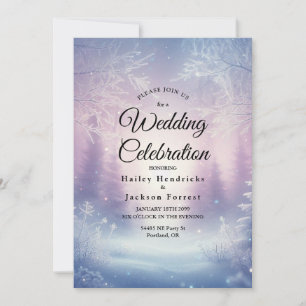 Invitation Sérénade de mariage Lavande Chute de neige d'hiver