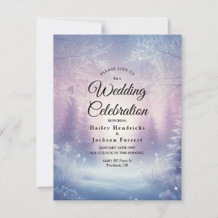 Invitation Sérénade de mariage Lavande Hiver Chute de Neige