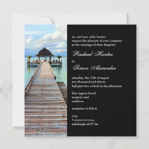 Invitation Serenade Jetty Maldives Beach Wedding - noir