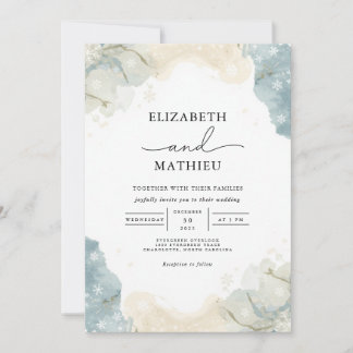 Invitation Serene Blue Abstrait Mariage