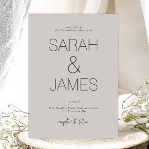 Invitation Sérénité   Dusty Linen Mariage de typographie mini