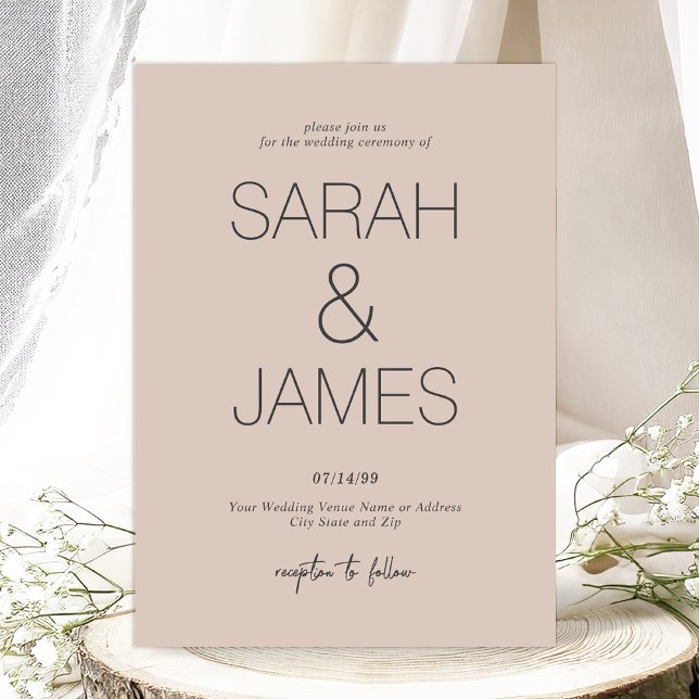 Invitation Sérénité | Mariage de typographie simple rose (Introducing the Soft Cashmere Pink Colorway Simple Invitation from the Serenity Wedding Collection
)