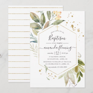 Invitation Sérénité Verdure Baptême géométrique