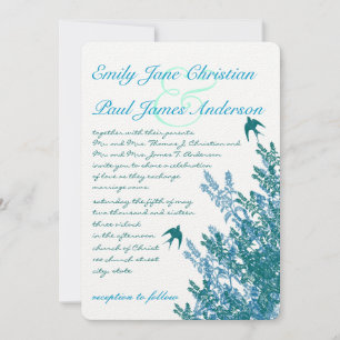 Invitation Serenity Blue et Aqua Floral Wedding invite