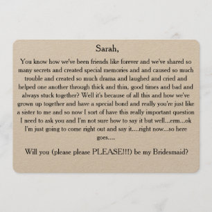 Invitation Serez-vous, je vous prie, ma servante d'honneur ?