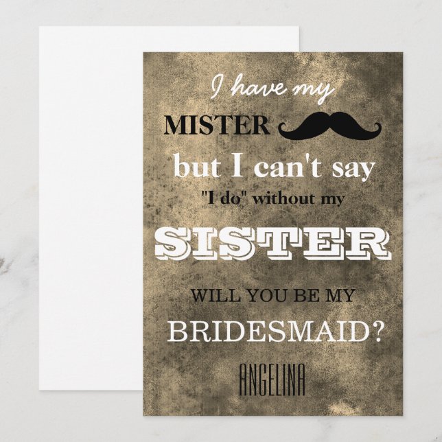 Invitation Serez-vous ma demoiselle d'honneur ? (Devant / Derrière)