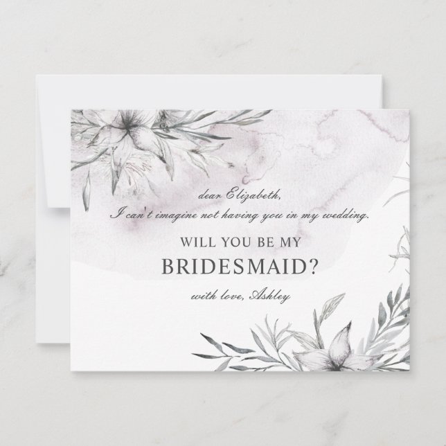 Invitation Serez-vous ma demoiselle d'honneur ? Aquarelle flo (Devant)