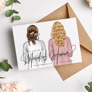 Invitation Serez-vous ma demoiselle d'honneur? Filles en Robe