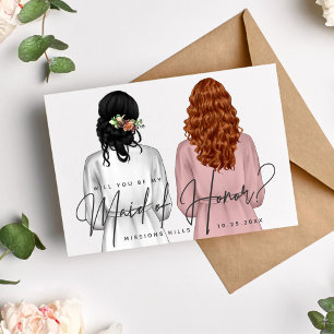 Invitation Serez-vous ma demoiselle d'honneur? Filles en Robe