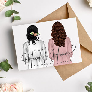Invitation Serez-vous ma demoiselle d'honneur? Filles en Robe