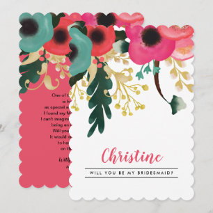 Invitation Serez-vous ma demoiselle d'honneur ? Floral modern