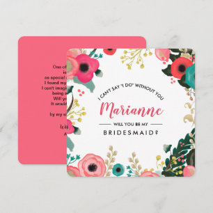 Invitation Serez-vous ma demoiselle d'honneur ? Floral modern