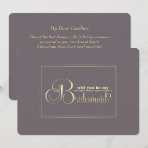 Invitation Serez-vous ma demoiselle d'honneur ? Or Mocha fonc
