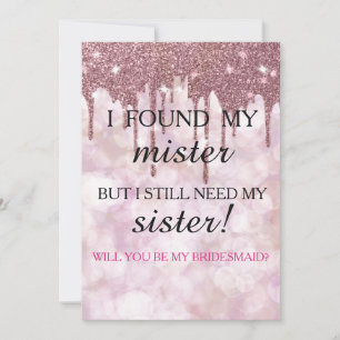 Invitation Serez-vous ma demoiselle d'honneur ? Rose Gold Dri