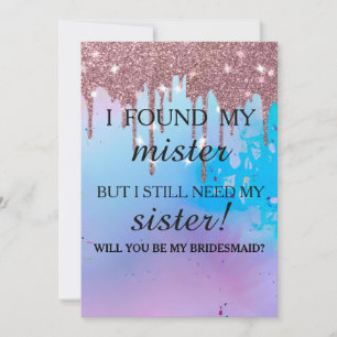 Invitation Serez-vous ma demoiselle d'honneur ? Rose Gold Dri