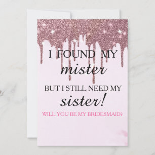 Invitation Serez-vous ma demoiselle d'honneur ? Rose Gold Dri