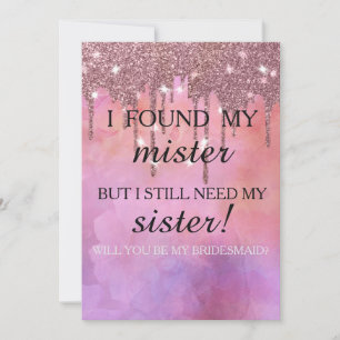 Invitation Serez-vous ma demoiselle d'honneur ? Rose Gold Dri