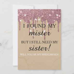 Invitation Serez-vous ma demoiselle d'honneur ? Rose Gold Dri