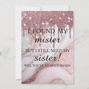 Invitation Serez-vous ma demoiselle d'honneur ? Rose Gold Dri