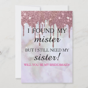 Invitation Serez-vous ma demoiselle d'honneur ? Rose Gold Dri