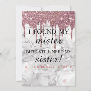 Invitation Serez-vous ma demoiselle d'honneur ? Rose Gold Dri