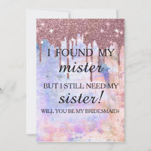 Invitation Serez-vous ma demoiselle d'honneur ? Rose Gold Dri