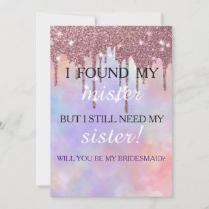 Invitation Serez-vous ma demoiselle d'honneur ? Rose Gold Dri