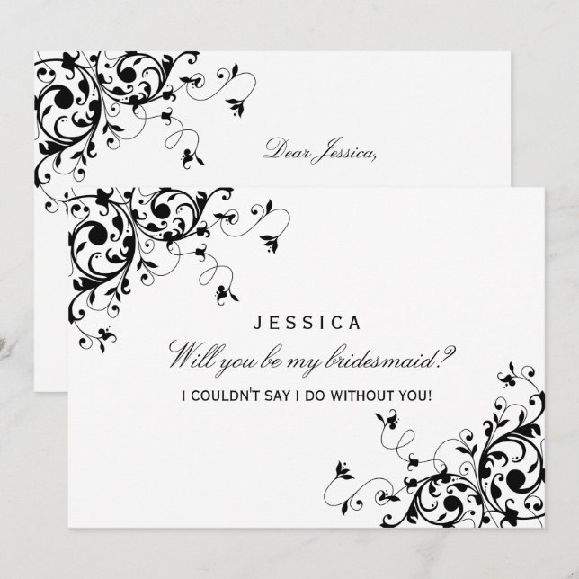 Invitation Serez-Vous Ma Femme D'Accueil ? Balayage noir et b (Devant / Derrière)