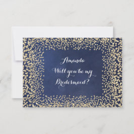 Invitation Serez-Vous Ma Femme D'Accueil Blue NavyGold Confet