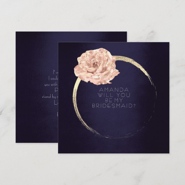 Invitation Serez-Vous Ma Femme D'Accueil Champaiera Gold Rose (Devant / Derrière)