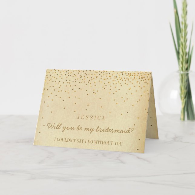 Invitation Serez-Vous Ma Femme D'Accueil ? Confetti en or vin (Devant)