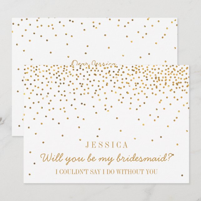 Invitation Serez-Vous Ma Femme D'Accueil ? Confetti en or vin (Devant / Derrière)