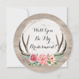 Invitation Serez-Vous Ma Femme D'Accueil ? Floral Antlers Rus