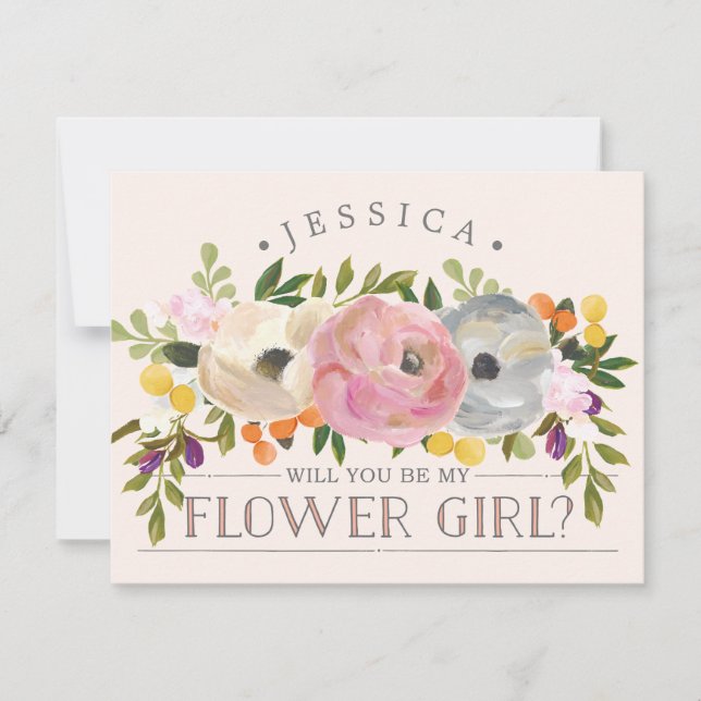 Invitation Serez-Vous Ma Femme D'Accueil - Flower Girl Card (Devant)