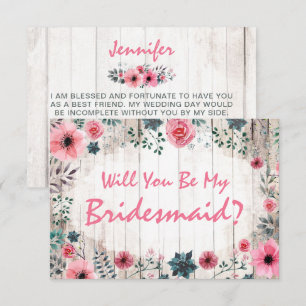 Invitation Serez-Vous Ma Femme D'Accueil ? Mariage floral rus