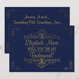 Invitation Serez-Vous Ma Femme D'Accueil ? Marine et Or Ornat