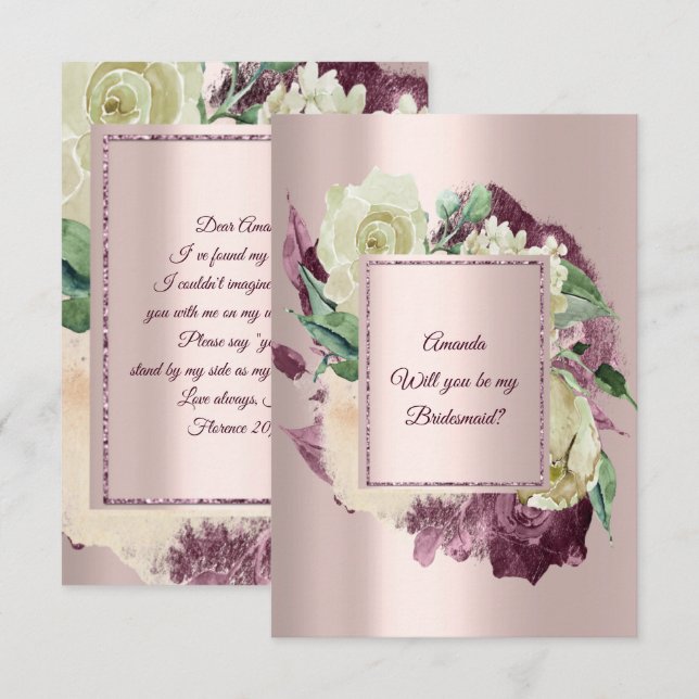 Invitation Serez-Vous Ma Femme D'Accueil Marsala Ivory Rose G (Devant / Derrière)