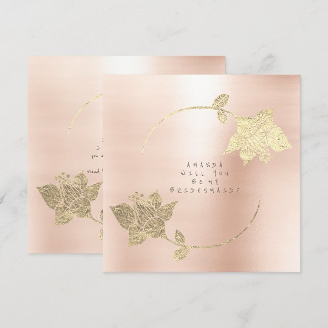 Invitation Serez-Vous Ma Femme D'Accueil Rose Blush Rose Gold (Devant / Derrière)