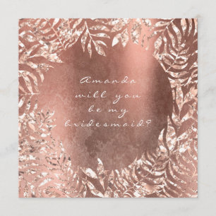 Invitation Serez-Vous Ma Femme D'Accueil Rose De Cuivre Or Fl