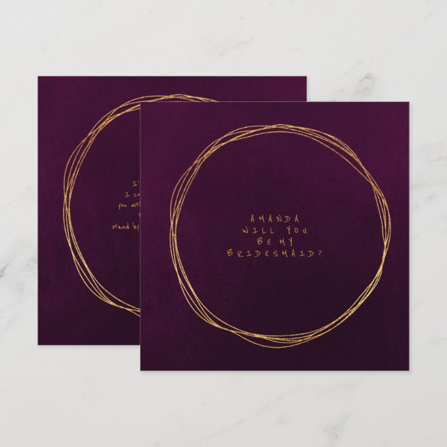 Invitation Serez-Vous Ma Femme D'Accueil Violet Plum Velvet (Devant / Derrière)