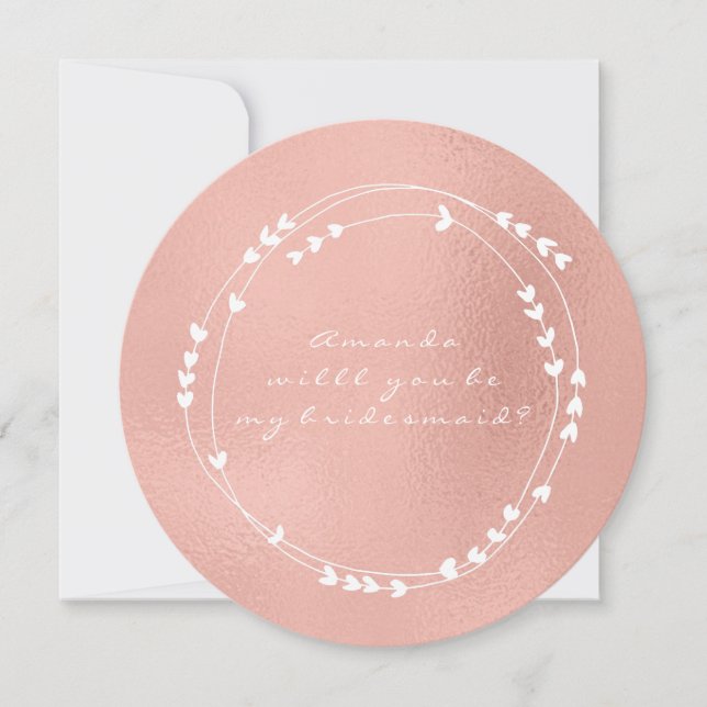 Invitation Serez-Vous Ma Femme D'Accueil Wreath Rose Rose Ros (Devant)