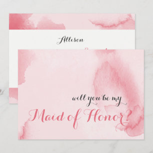 Invitation Serez-vous ma femme de ménage d'honneur rose aquar