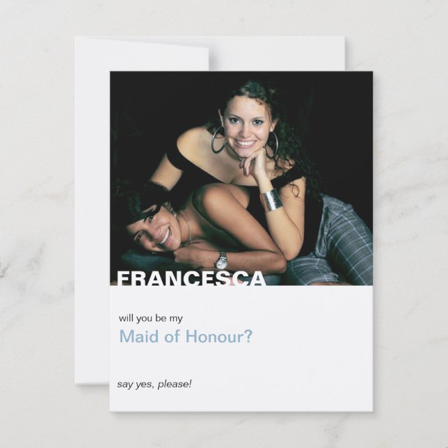 Invitation Serez-vous ma femme d'honneur photo moderne (Devant)