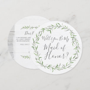 Invitation Serez-vous ma femme d'honneur Rustic Wood & Wreath